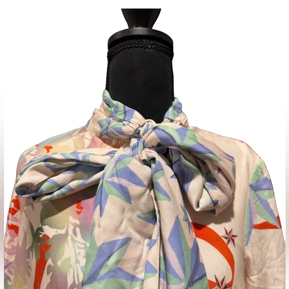 Maeve Anthropologie Tie Neck Mini Dress | XXS - Picture 3 of 12